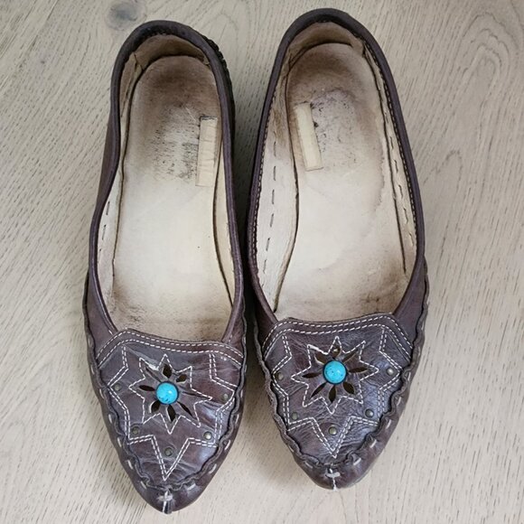 Browns size 7 brown leather moccasin flats - Picture 5 of 11